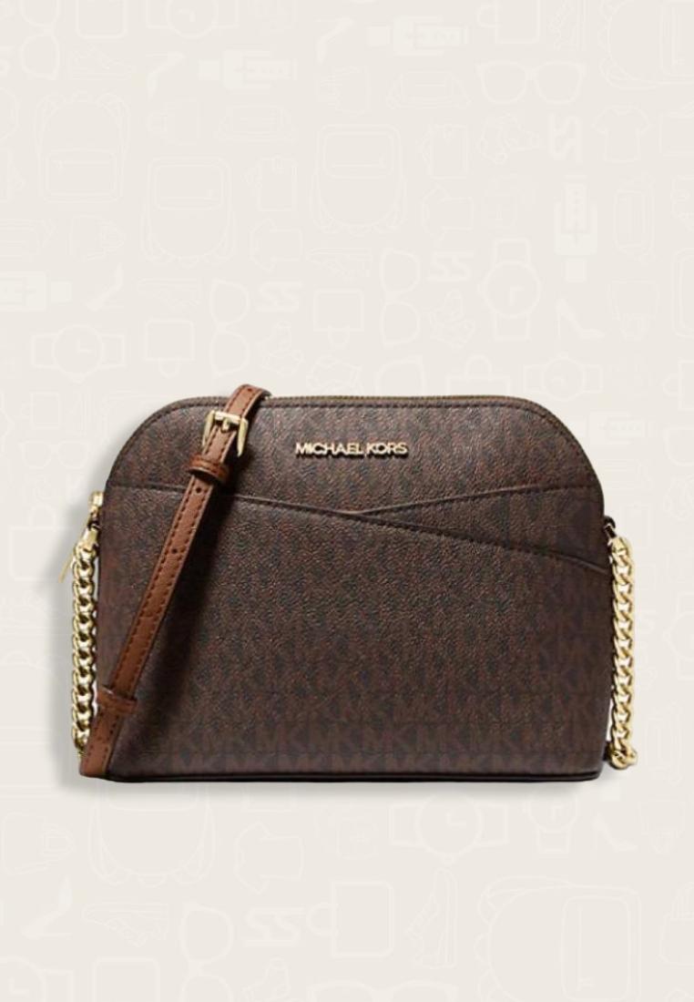 Michael Kors Jet Set Travel Medium Logo Dome Crossbody Bag Brown