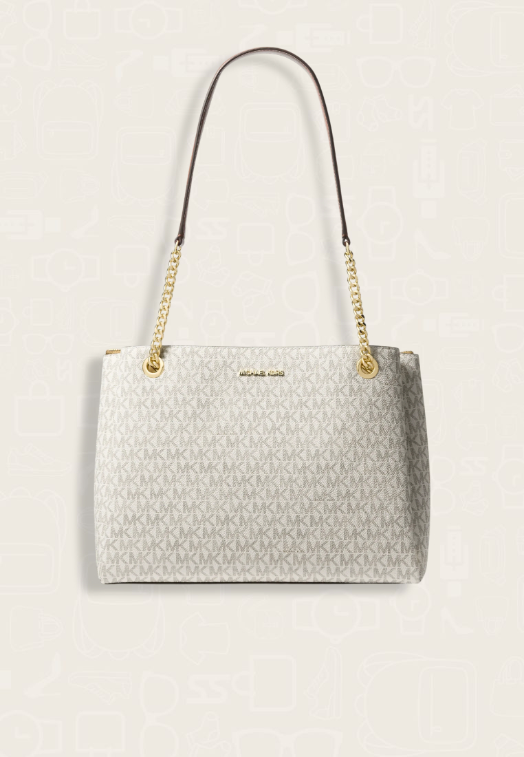 Michael Kors Soho Medium Signature Logo Tote Bag Vanilla