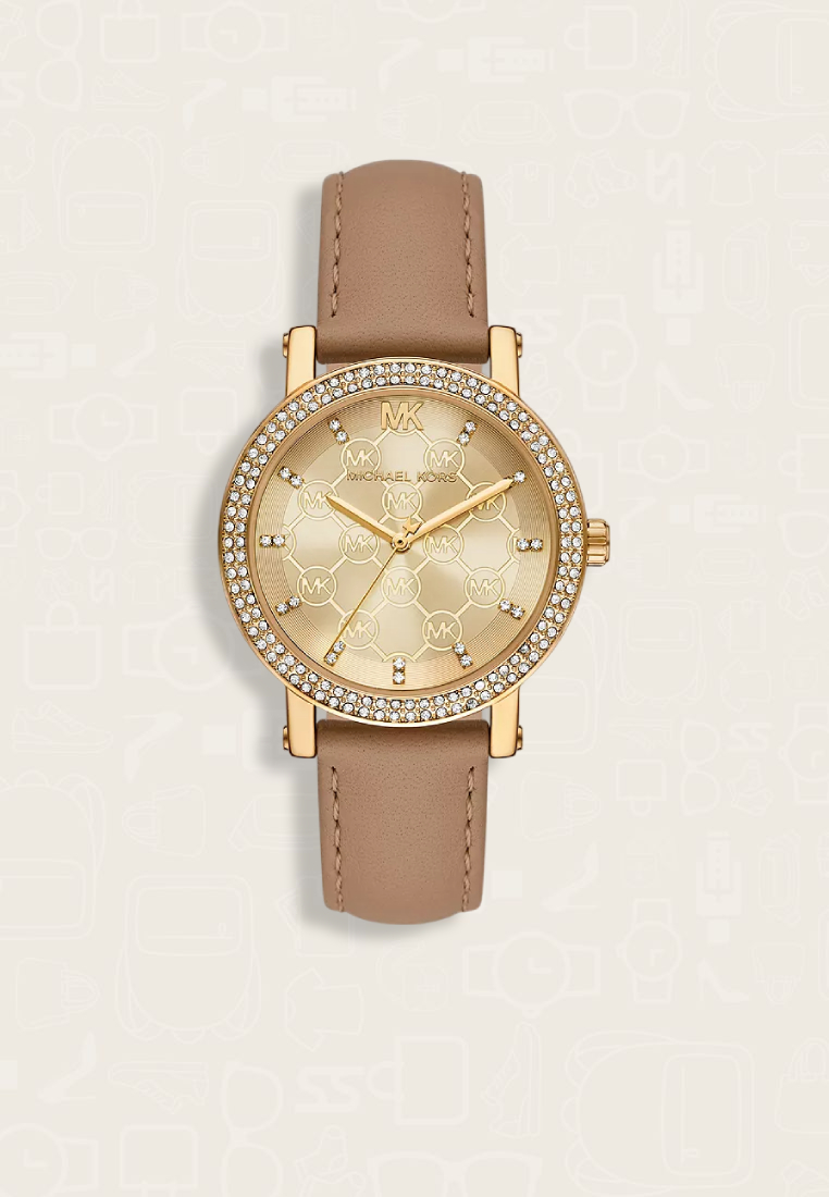 MICHAEL KORS Jam Tangan Wanita Michael Kors Three-Hand Camel Leather Watch