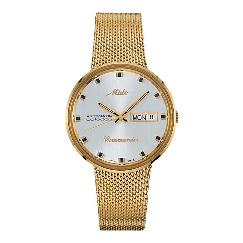 Mido Jam Tangan Pria Mido Commander 1959 M8429.3.21.13 Automatic Silver Vintage MIDO Logo Dial Gold 