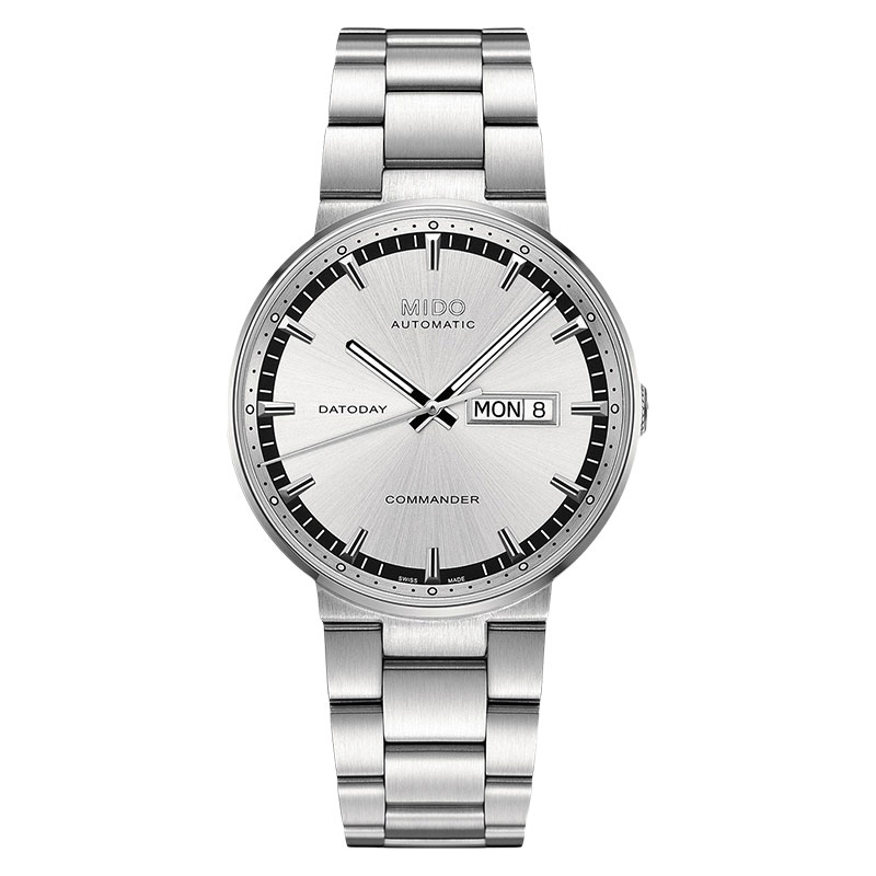 Mido Jam Tangan Pria MIDO Commander M014.430.11.031.80 Datoday Automatic Silver Dial Stainless Steel