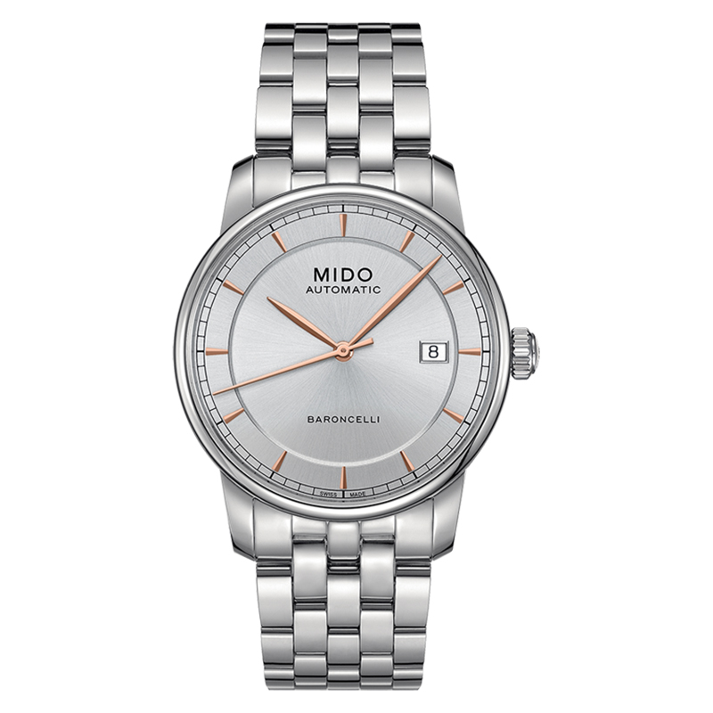 Mido Jam Tangan Pria MIDO Baroncelli M8600.4.10.1 Automatic Silver Dial Stainless Steel Strap