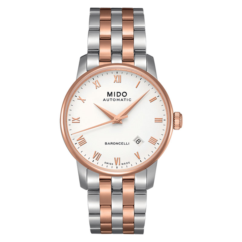 Mido Jam Tangan Pria MIDO Baroncelli II M8600.9.N6.1 Automatic White Dial Dual Tone Stainless Steel