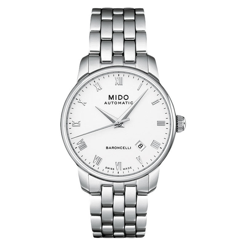Mido Jam Tangan Pria Mido Baroncelli M8600.4.26.1 Men Automatic White Dial Stainless Steel Strap