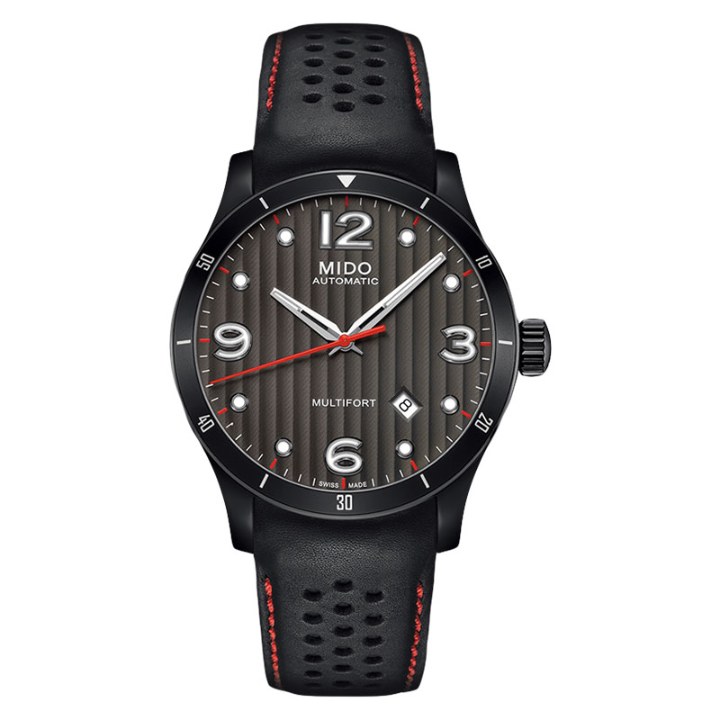 Mido Jam Tangan Pria MIDO Multifort M025.407.36.061.00 Automatic Grey Dial Black Leather Strap