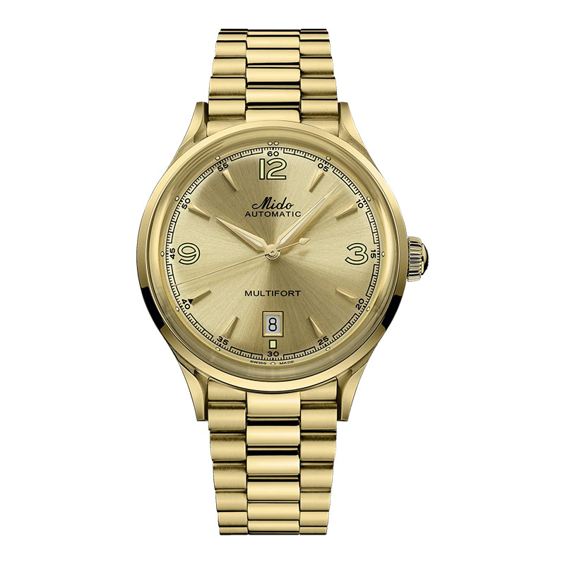Mido Jam Tangan Pria MIDO Multifort Powerwind M040.407.33.027.00 Champagne Dial Yellow Gold Stainles