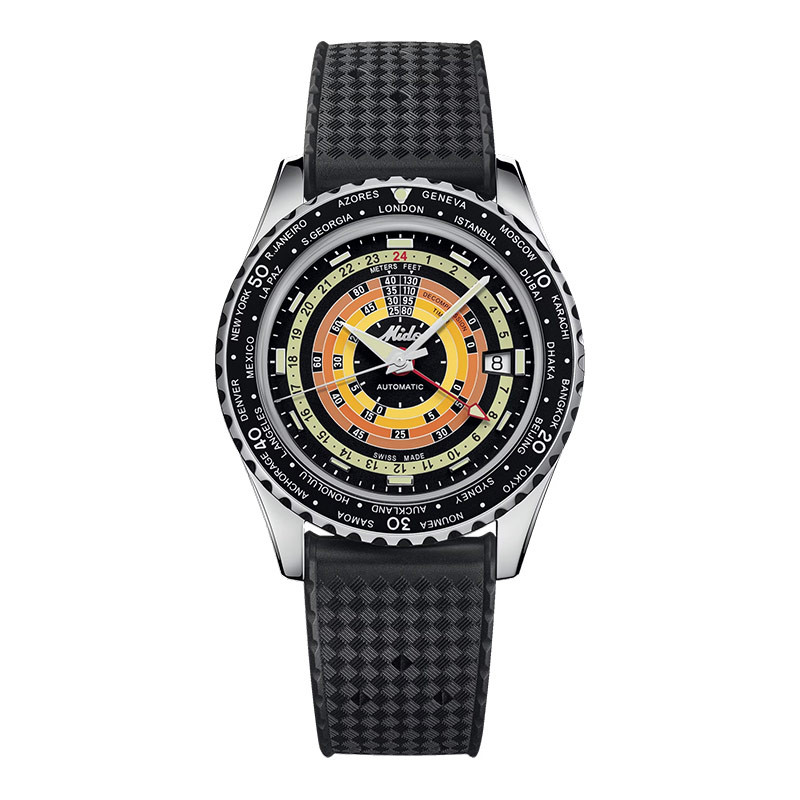 Mido Jam Tangan Pria MIDO Ocean Star M026.829.17.051.00 Decompression Worldtimer Black Dial Rubber S