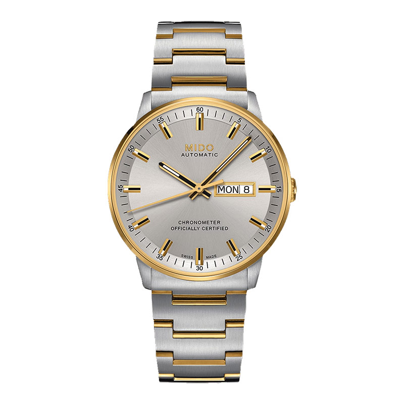 Mido Jam Tangan Pria Mido Commander M021.431.22.071.00 Chronometer Rhodium Dial Dual Tone Stainless 