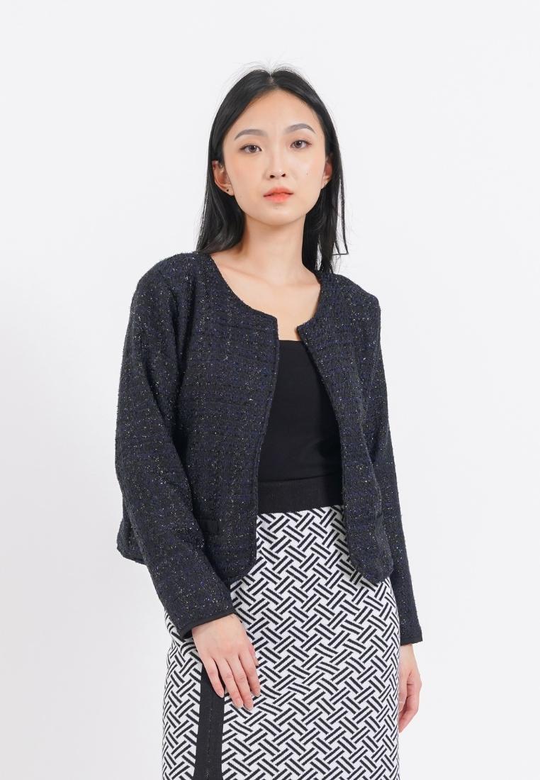 Mille Fleur Coco Tweed Blazer Navy