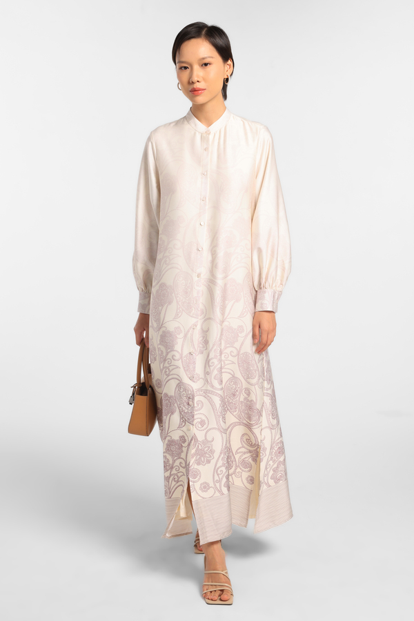 MINIMAL - Rona - Gamis Motif Gradasi Paisley - Beige