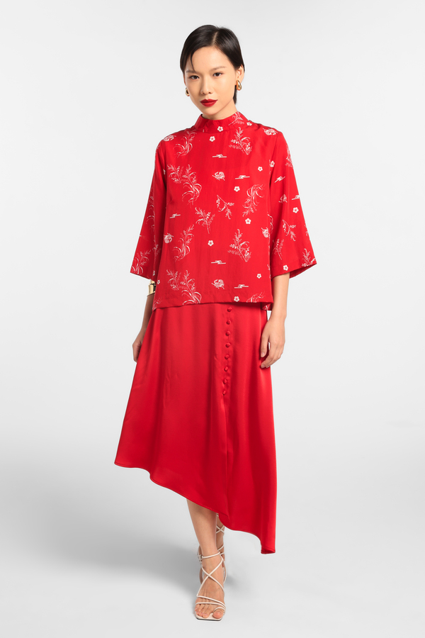 MINIMAL - Feima - Blus Motif Shio Kuda - Red Colour Red