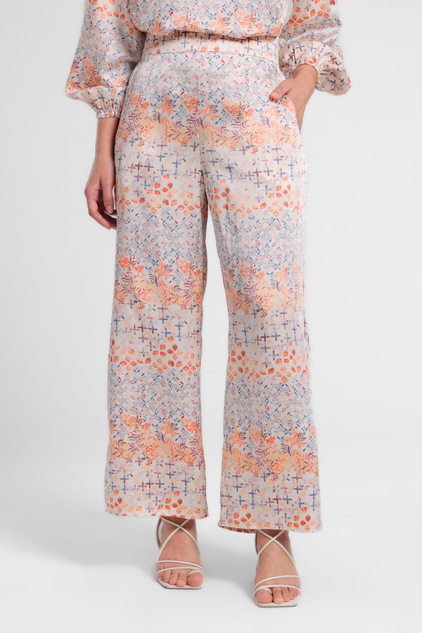 MINIMAL - Nasya - Kulot Lebar Motif Etnik - Beige