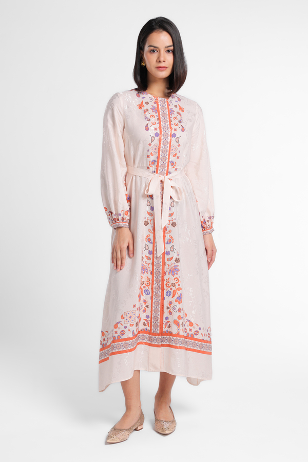MINIMAL - Kamila - Gamis Motif Paisley Floral - Beige