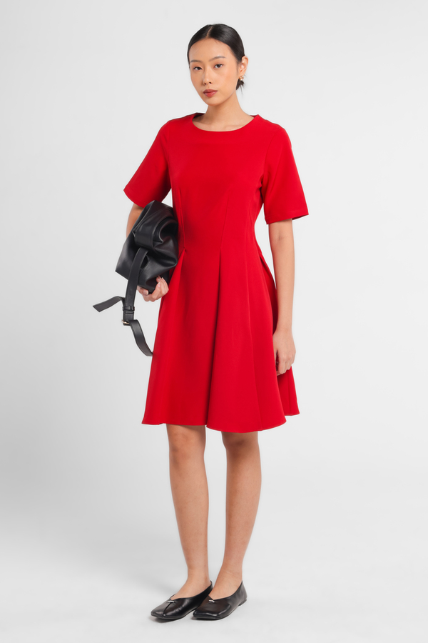 MINIMAL - Dingga - Fit & Flare Dress - Red Warna Red