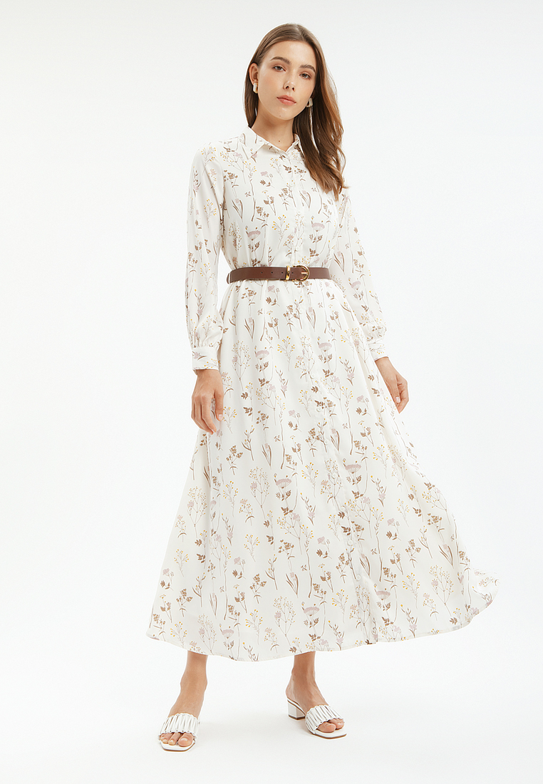 Minimal Wintery A Line Dress Vanila Ice Warna Vanila Ice