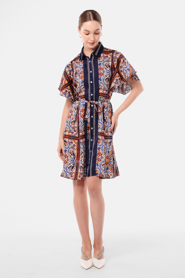 MINIMAL - Nayaka - Dress Motif Etnik Ornamen - Navy Warna Navy
