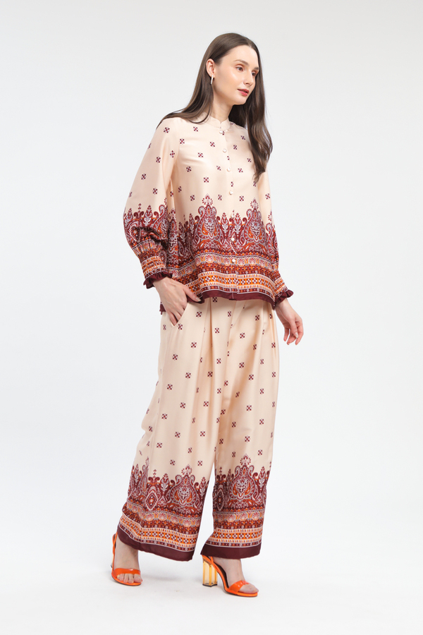 MINIMAL - Rynn - Kulot Lebar Motif Etnik - Pink