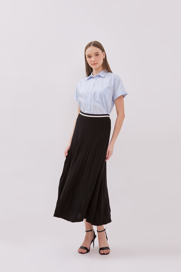 MINIMAL - Kallia - Rok Rajut Midi - Black Colour Black