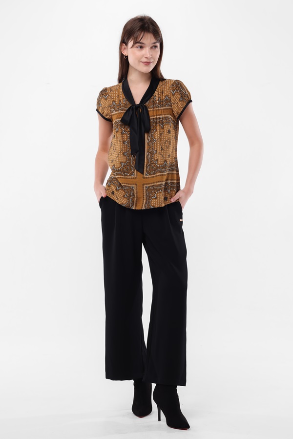 Minimal x Emily in Paris - Sydney Paisley Blouse - Mustard