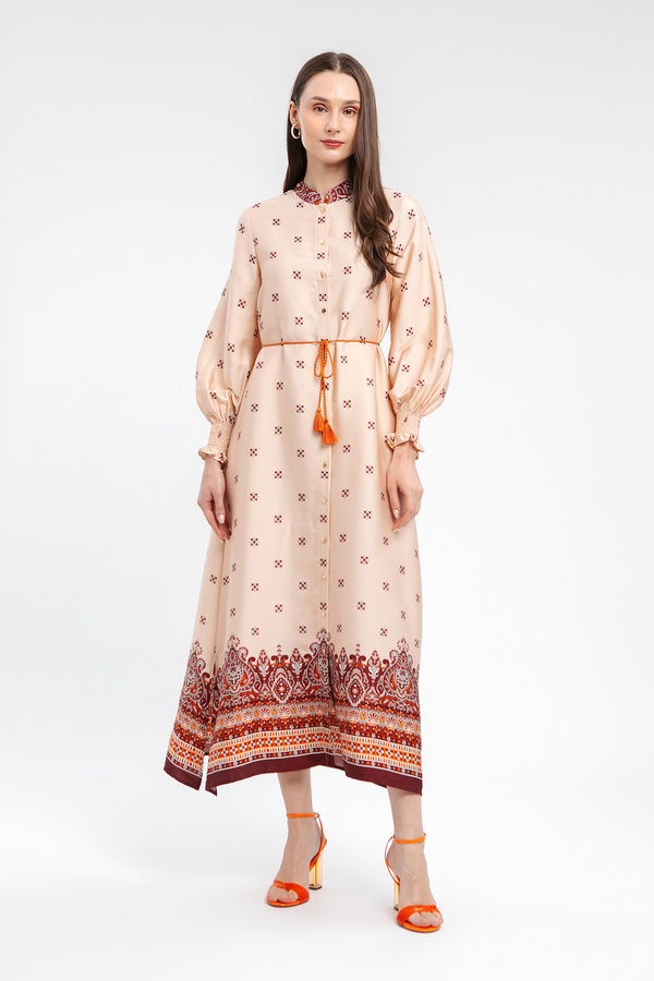 MINIMAL - Salma - Gamis Motif Etnik - Pink Light Colour Pink_Light