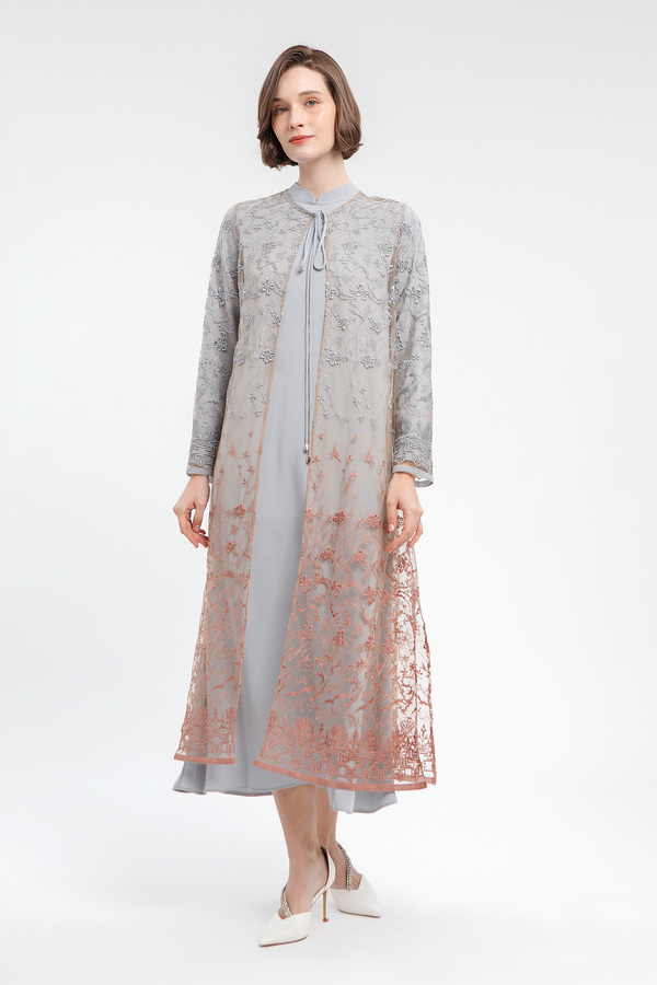 MINIMAL - Basyara - Gamis Bordir Gradasi - Grey Warna Beige