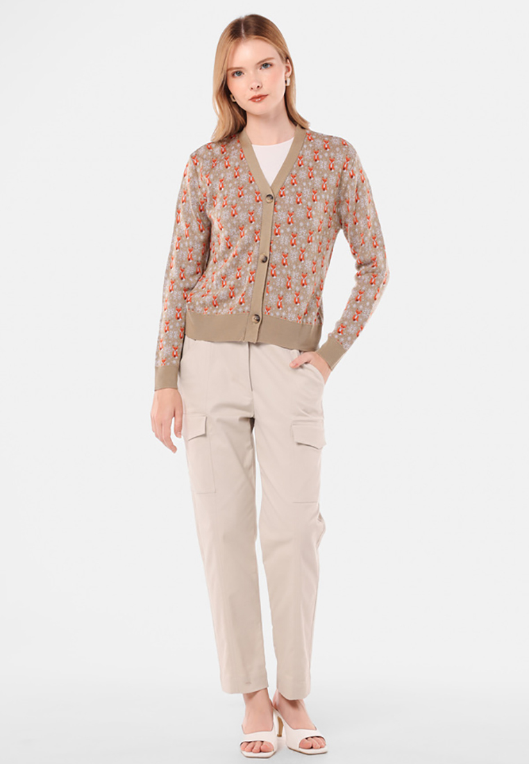 MINIMAL - Trixie - Cardigan Rajut Motif Karakter - Beige Warna Beige