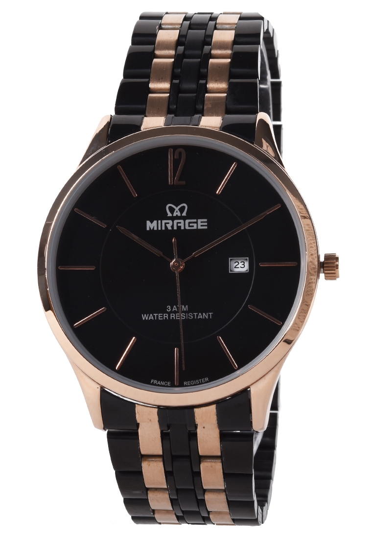 Mirage - Jam Tangan Pria - Rosegold Black - Stainless Steel Bracelet - 8647M-C