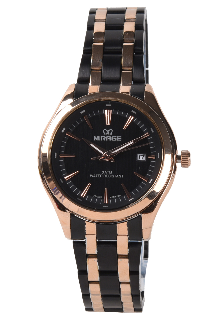 Mirage - Jam Tangan Wanita - Rosegold - Black Stainless Steel Bracelet - 8754L-B