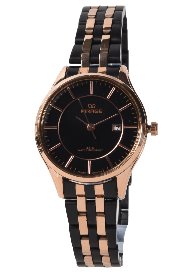 Mirage - Jam Tangan Wanita - Rosegold - Black Stainless Steel Bracelet - 8544L-A