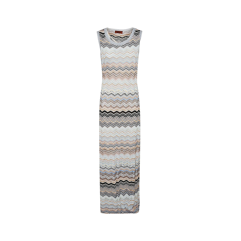 Missoni Sequin Embellished Sleeveless Dress Light Blue/Beige Multicolor