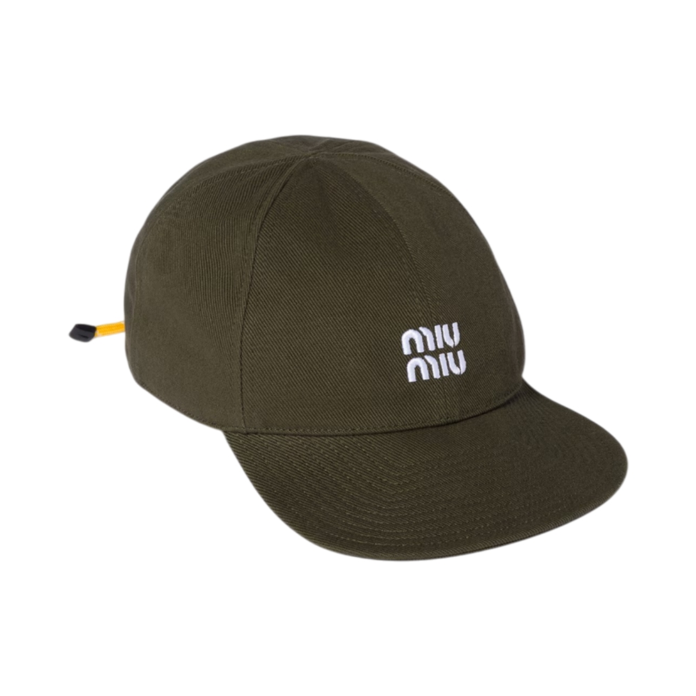 MIU MIU Denim Baseball Cap Forest Green/Yellow