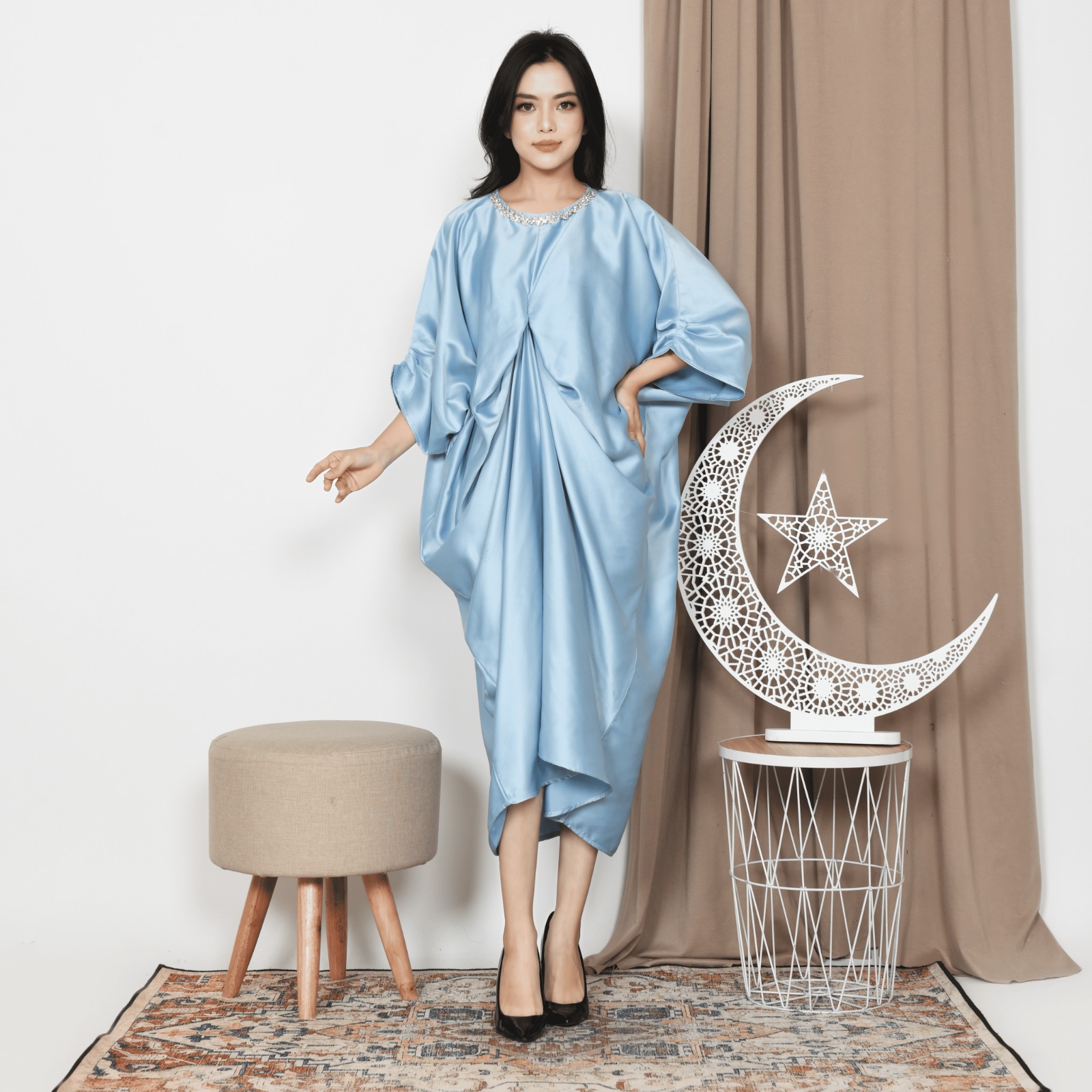 MKY CLOTHING Najwa Draped Caftan in Blue