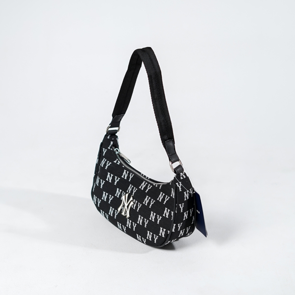 MLB Tas MLB NY SILVER MONOGRAM BLACK SS24 HOBO BAG 100% ORIGINAL