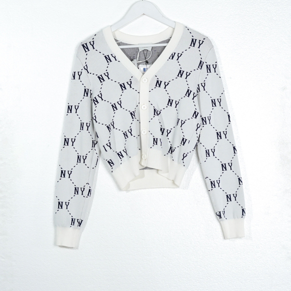 MLB Cardigan MLB NY MONOGRAM LINE SS25 NAVY WHITE KNIT CARDIGAN 100% ORIGINAL