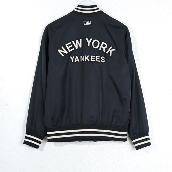 MLB Jaket MLB NY NEW YORK YANKEES IVORY BLACK VARSITY JACKET 100% ORIGINAL