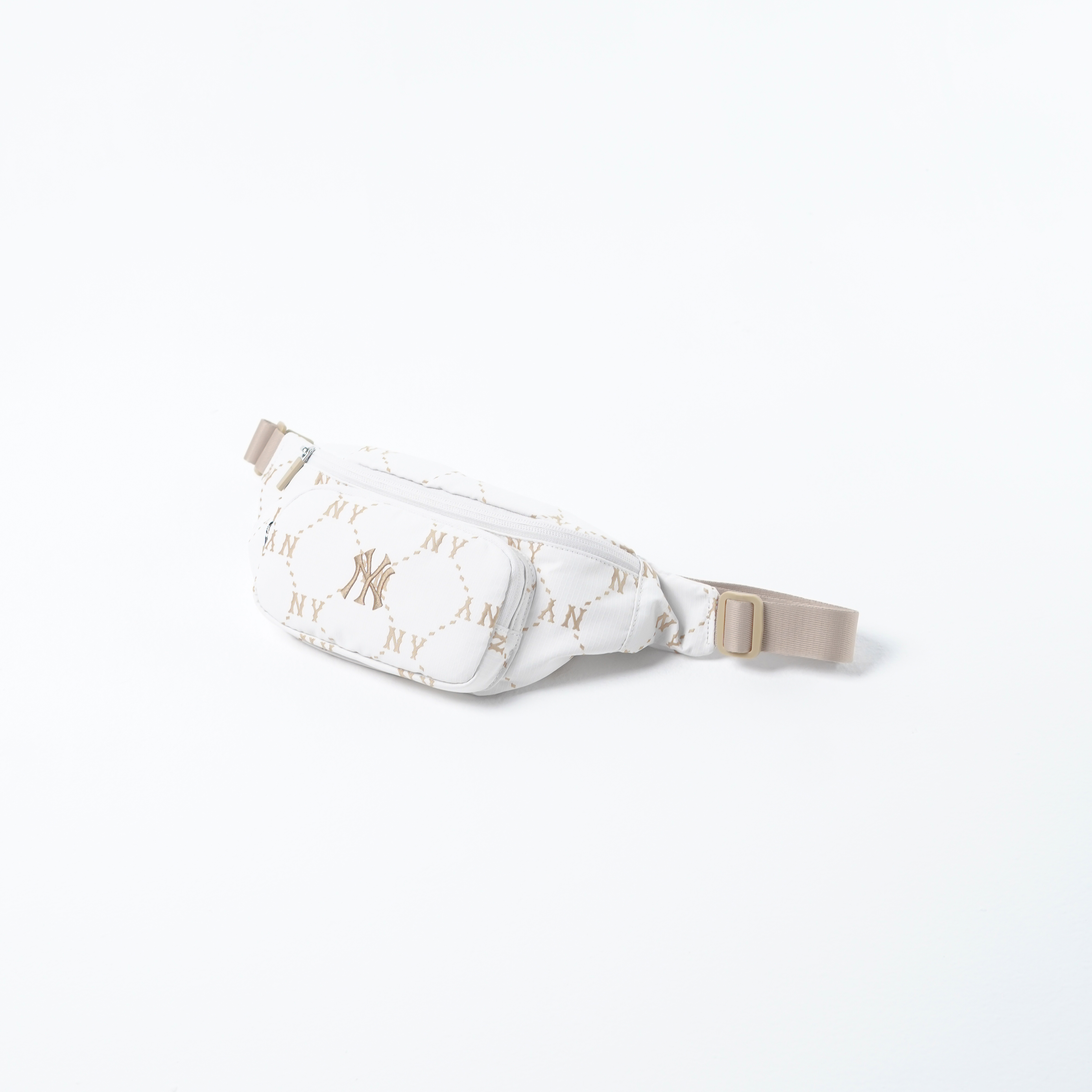 MLB Tas MLB NY MONOGRAM GOLD IVORY WHITE WAIST BAG 100% ORIGINAL