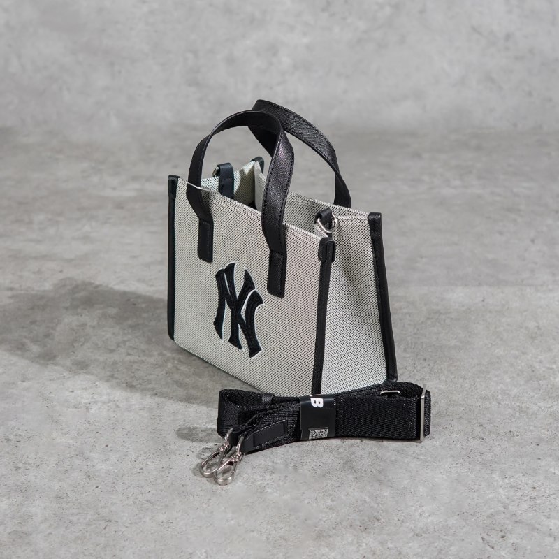 MLB Tas MLB NY BLACK LIGHT GREY TOTE BAG WITH LONG STRAP 100% ORIGINAL