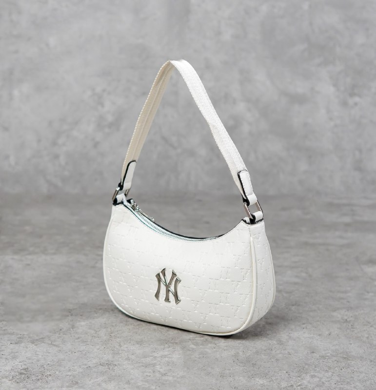 MLB Tas MLB NY SILVER WHITE LEATHER HOBO BAG 100% ORIGINAL