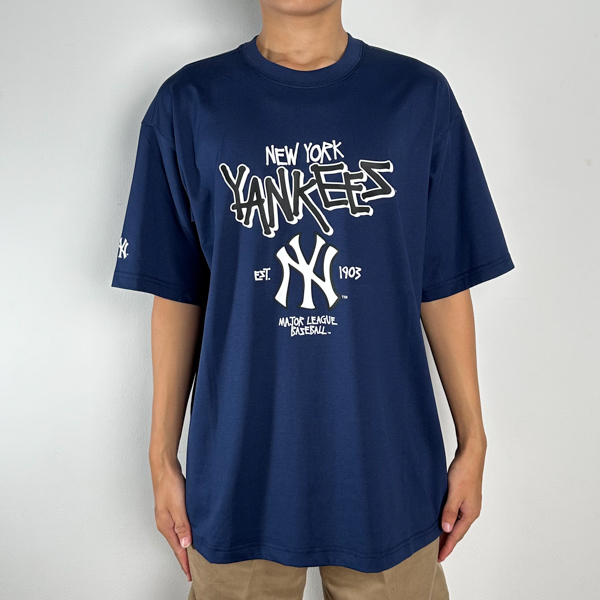 MLB Kaos MLB NY YANKEES MULTI LOGO MAJOR LEAGUE WHITE NAVY TSHIRT 100% ORIGINAL