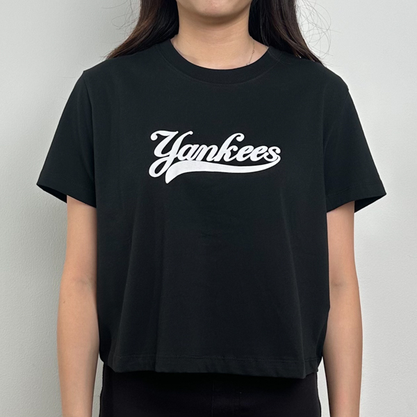 MLB Kaos MLB YANKEES SIGNATURE WHITE BLACK CROP 100% ORIGINAL