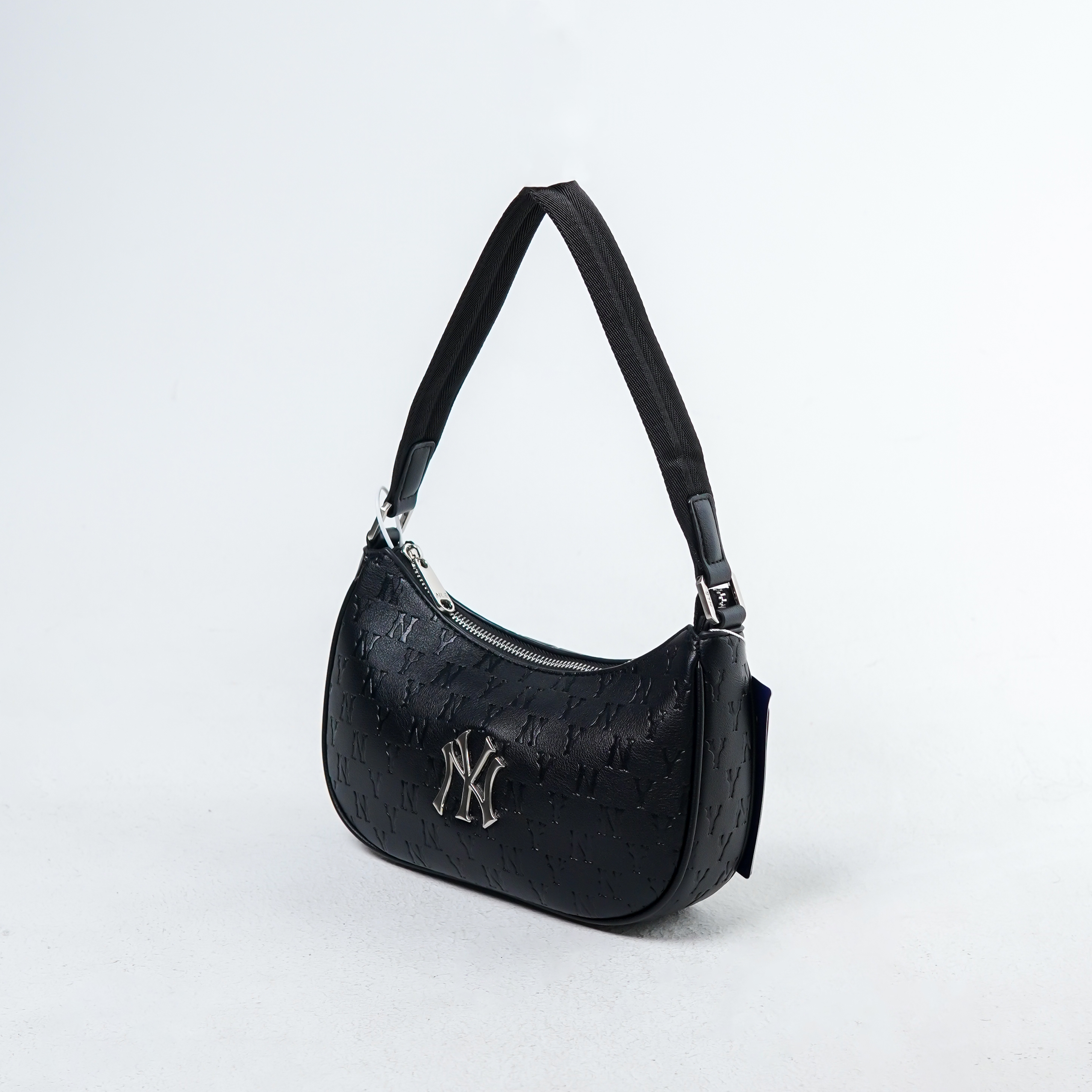MLB Tas MLB NY SILVER BLACK LEATHER HOBO BAG 100% ORIGINAL