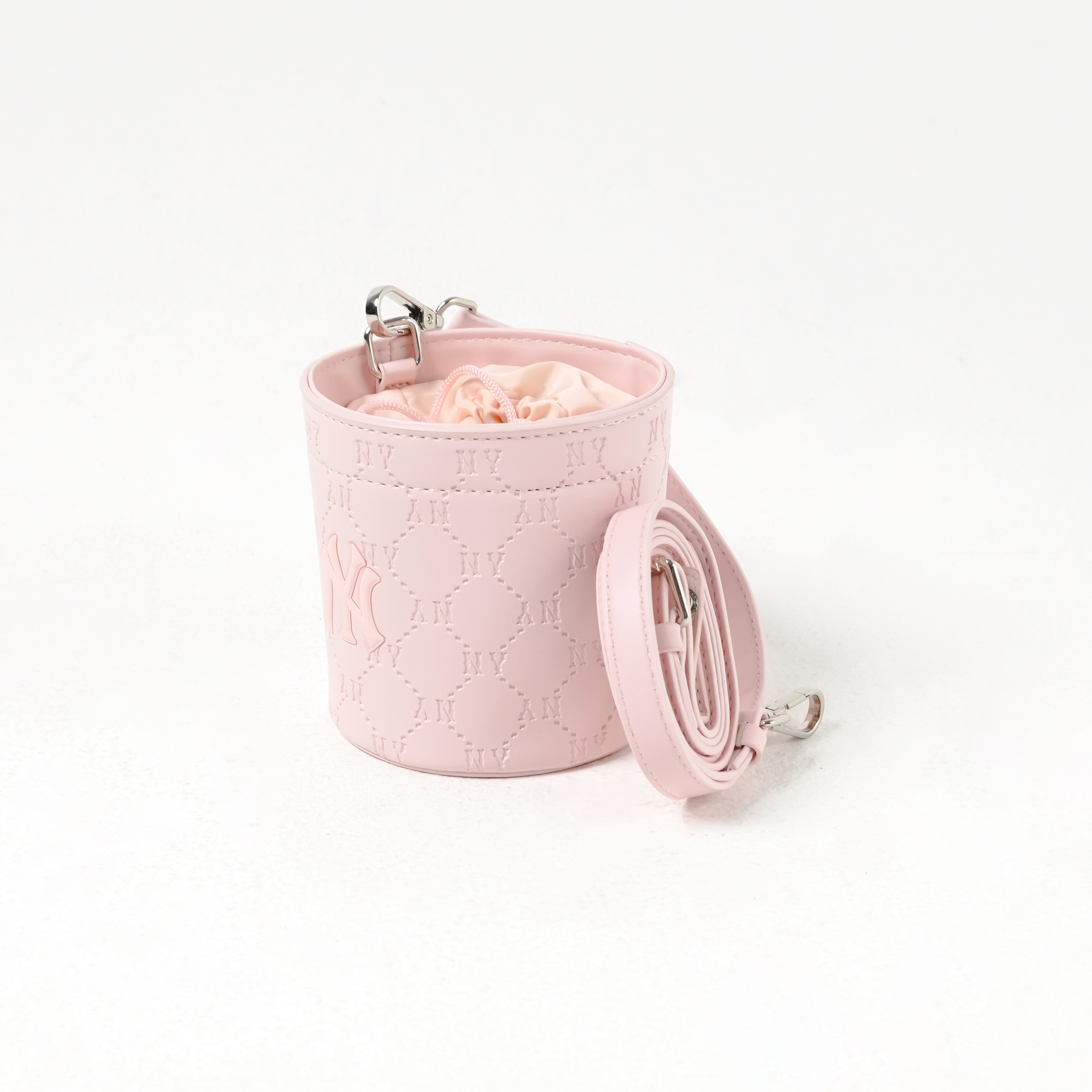 MLB Tas MLB NY MONOGRAM EMBOSSED BABY PINK LEATHER SLING BAG 100% ORIGINAL