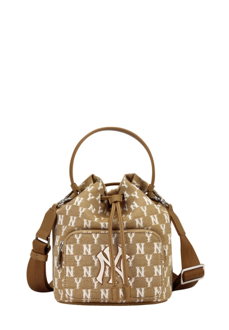 MLB Korea Monogram Jacquard Bucket Bag - Beige