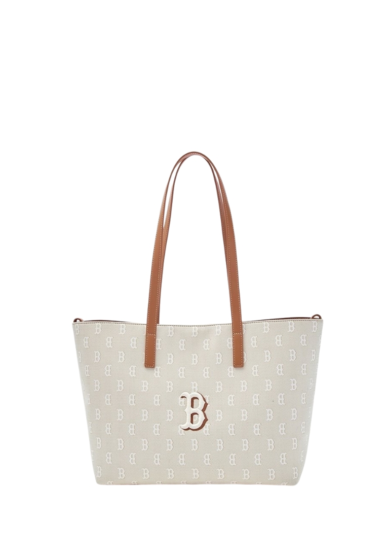 MLB Korea Classic Monogram Jacquard Shopper Bag - Boston Beige