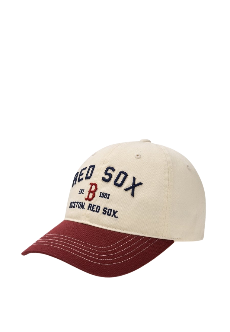 MLB Korea Varsity Lettering Color Block Unstructured Ball Cap - Boston Cream