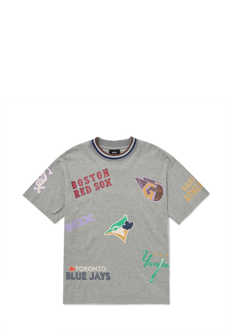 MLB Korea Multi Logo Allover Tshirt MLB Grey