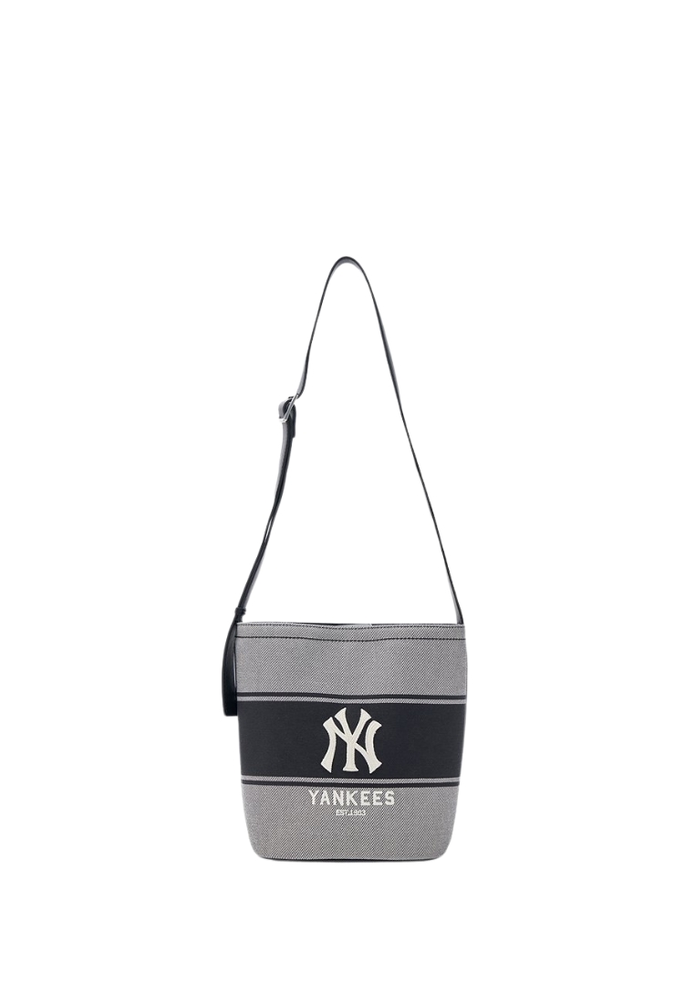 MLB Korea Varsity Lettering Canvas Bucket Bag - NY Black