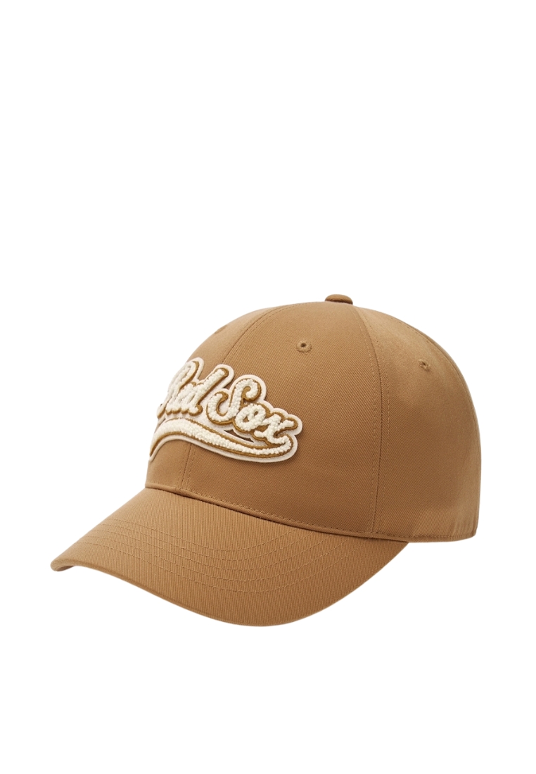 MLB Korea Varsity Cursive Fluffy Logo Unstructured Ball Cap - Boston Camel
