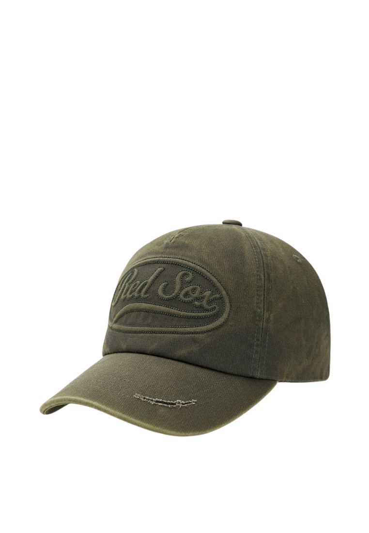 MLB Korea Varsity Vintage Tone Tone Cursive Unstructured Ball Cap - Boston Khaki