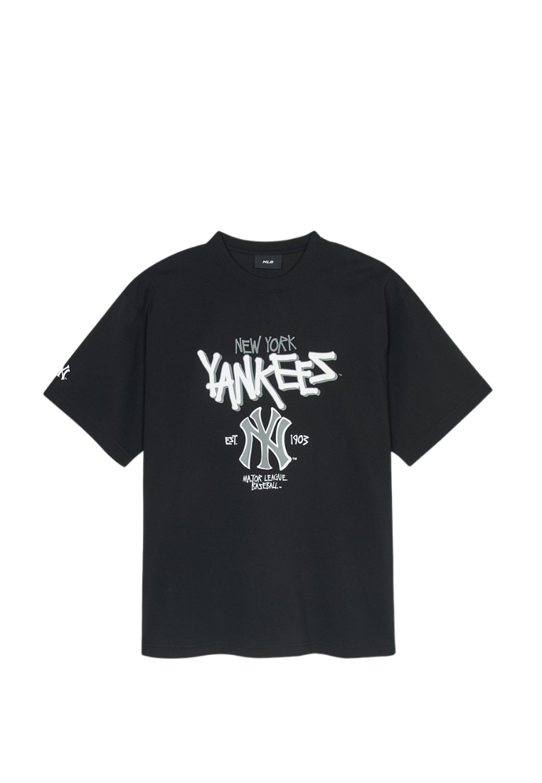 MLB Korea Basic Big Logo Mega Over Fit T Shirts - NY Black